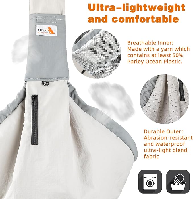 Dog Carrier Sling,Dog Carriers for Small Dogs & Cats Up to 20lbs,Puppy Carrying Backpack Pet Purse with Pockets,Adjustable Shoulder Strap,Hands Free for Travel (Grey)