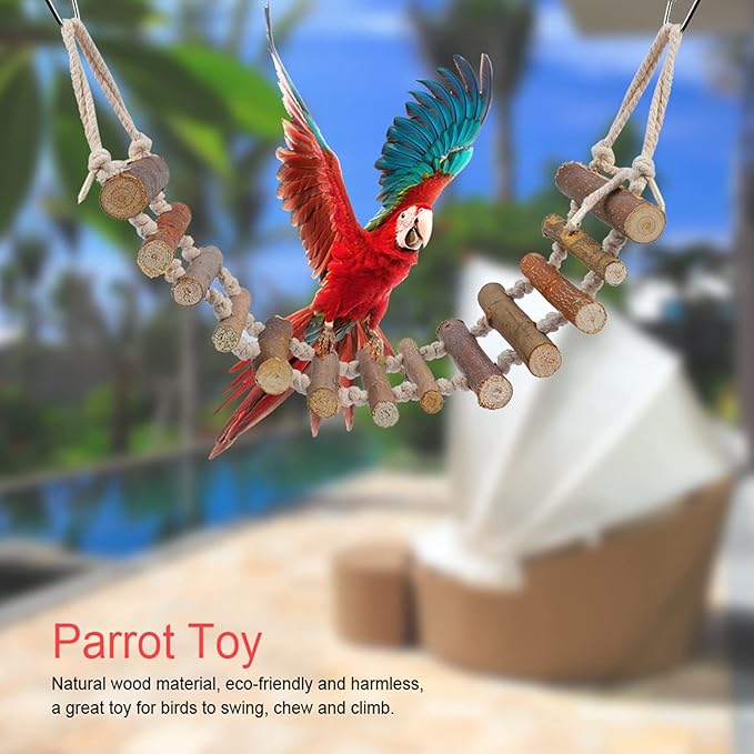 Naturals Rope Wooden Ladder Bird Swing for Parrots & Hamsters