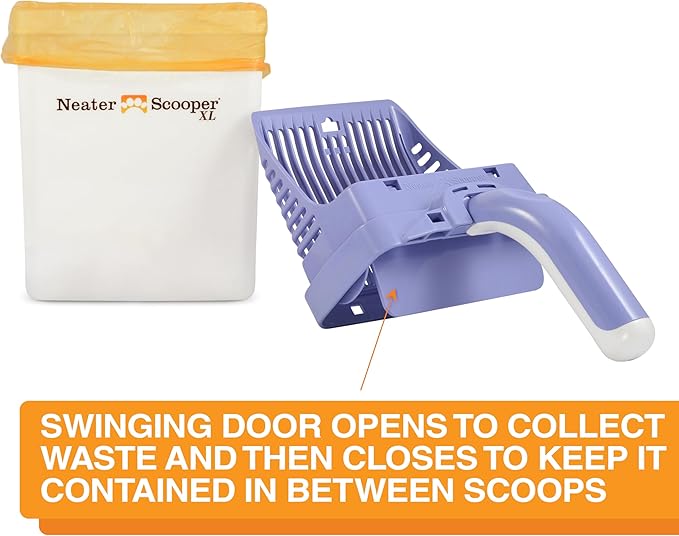 Neater Pet Brands Neater Scooper XL Cat Litter Scoop, 15 Refill Bags – Extra-Large Capacity Mess-Free Cat Litter Scooper with Bag for Large & Multiple Cats, Spill-Proof Litter Box Scooper with Holder