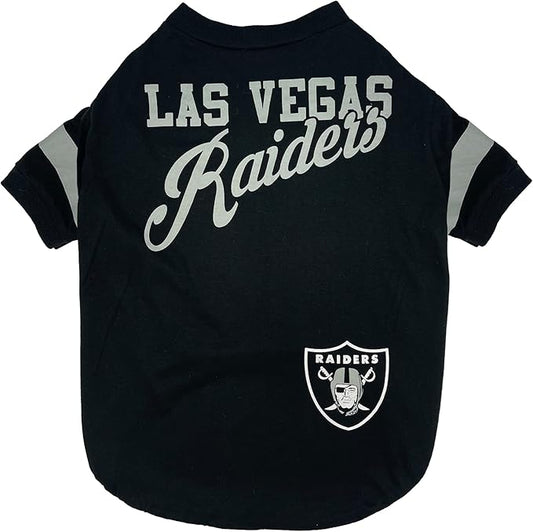 NFL Las Vegas Raiders Dog & Cat T-Shirt, Large. Football PET TEE for NFL Team Fans. New & Updated Fashionable Stripe Design, Durable & Cute Sports Outfit