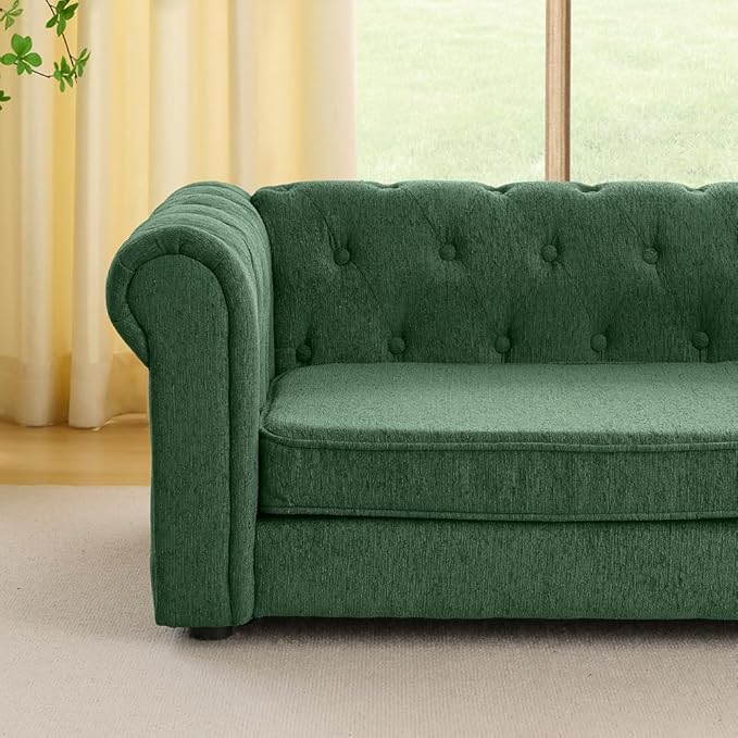 Dog Sofa Couch for Medium to Large Dogs, 55" Memory Foam Pet Sofa Couch with Washable Fabric, Durable Elevated Dog Bed with Legs, Removable Cushion for Medium and Large Dogs, Green