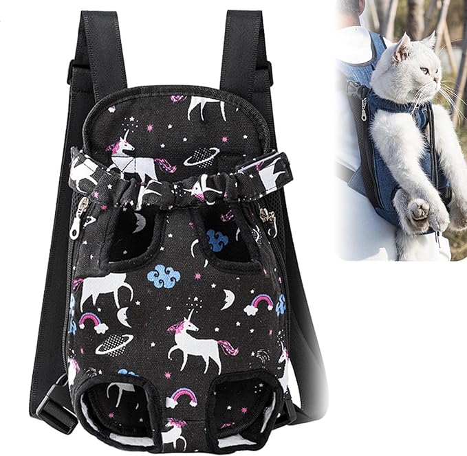 Portable Pet Carrier Backpack, Adjustable Pet Front Cat Dog Carrier Backpack Travel Bag for Small Medium Dogs Cats Puppies, Cat Backpack Carrier for Hiking Cycling (G, L)