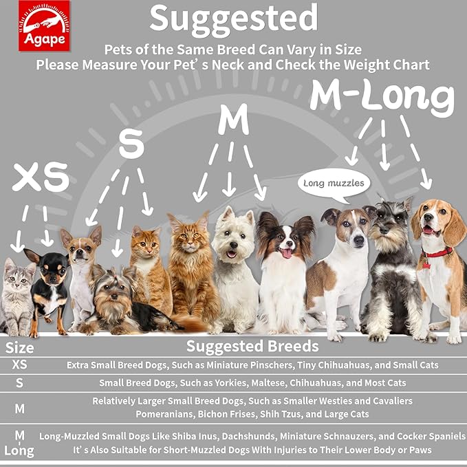 Agape Soft Cone for Cats & Small Dogs, Comfy Pet Cone to Stop Licking, Adjustable Cat E Collar Alternative After Surgery, Protective Elizabethan Collar for Pup & Kitty, Water Repellent Recovery Cone