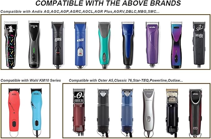 10 Blades Dog Grooming Blades Compatible with Andis/Oster A5/Wahl KM-10 Series Dog Clippers,Detachable Clipper Replacement Blade,Black,Size 10 Blade 1/16" (10#/2PCS)