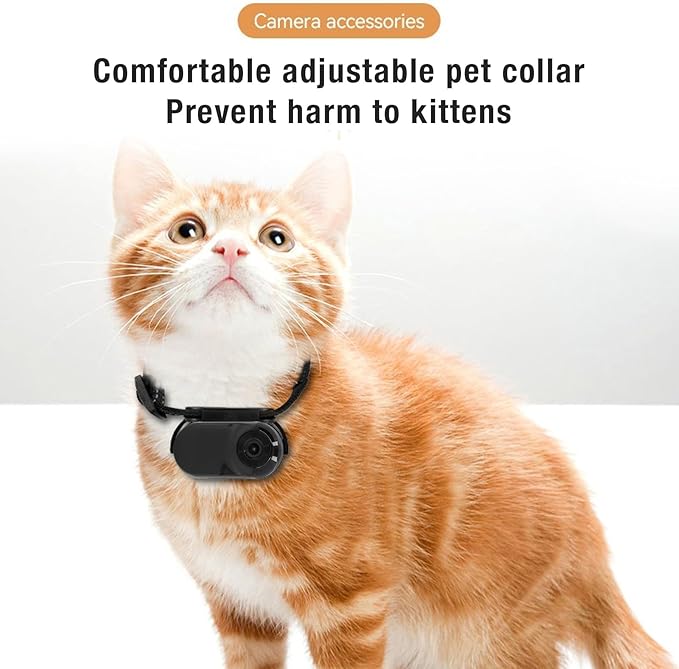 1080P HD Pet Collar Camera, 120 Super Wide Angle OTG Connection Lightweight Wireless Small Pet Sport Camera with Back Clip, Video Record & Take Photos manually for Dogs Cat (Black)