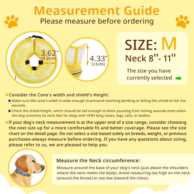 Inspack Soft Dog Cone Collar, Inflatable Donut Cones Alternative after Surgery with No-Lick Shield for Large/Medium/Small Dogs to Stop Licking, Elizabethan Neck Ecollars of Shame Comfy Pillow Recovery