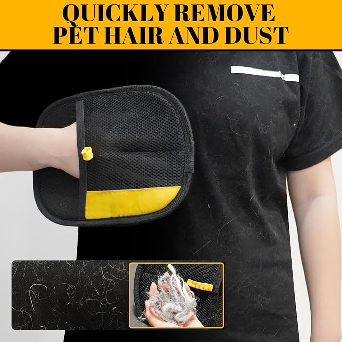 Pet Hair Removal Gloves, Pet Grooming Gloves, Electrostatic Pet Hair Remover Glove for Cats & Dogs, Washable Reusable Pets Hair Remover Tool for Clothing, Furniture, Couch, Car Seat, Curtain (1)