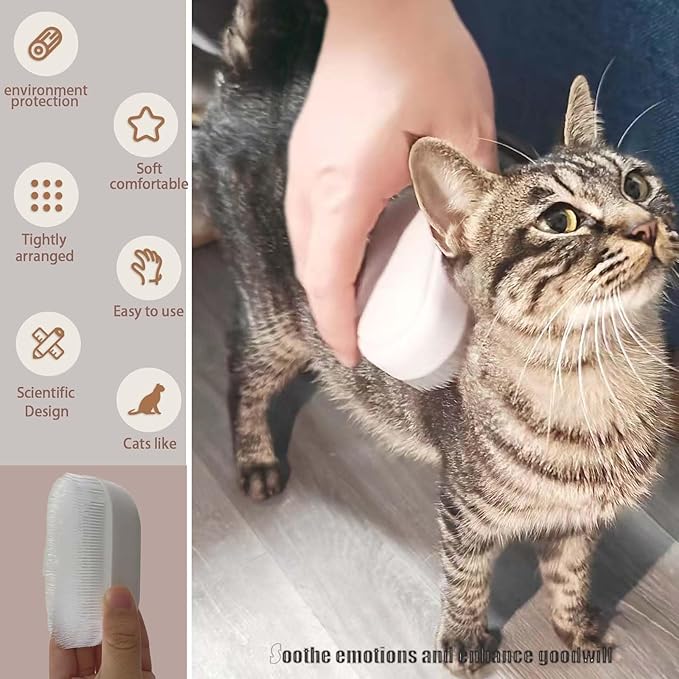 SoarExcelleryy Soft Fur Cat Brush - Over 1000 gentle cat tongue brushes with prickly serrations, suitable for sensitive cats - comfortable, lightweight, gentle, perfect for enhancing intimacy (beige)