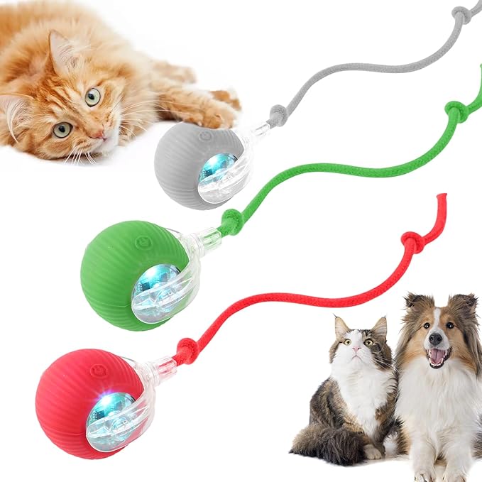 Interactive Cat Toys for Indoor Cats, 360° Smart Rolling Cats Toys, Self Rolling Interactive Cat Dog Ball, Electric Moving Peppy Pet Ball Toy, Dog Toys to Keep Them Busy (3 Pcs)