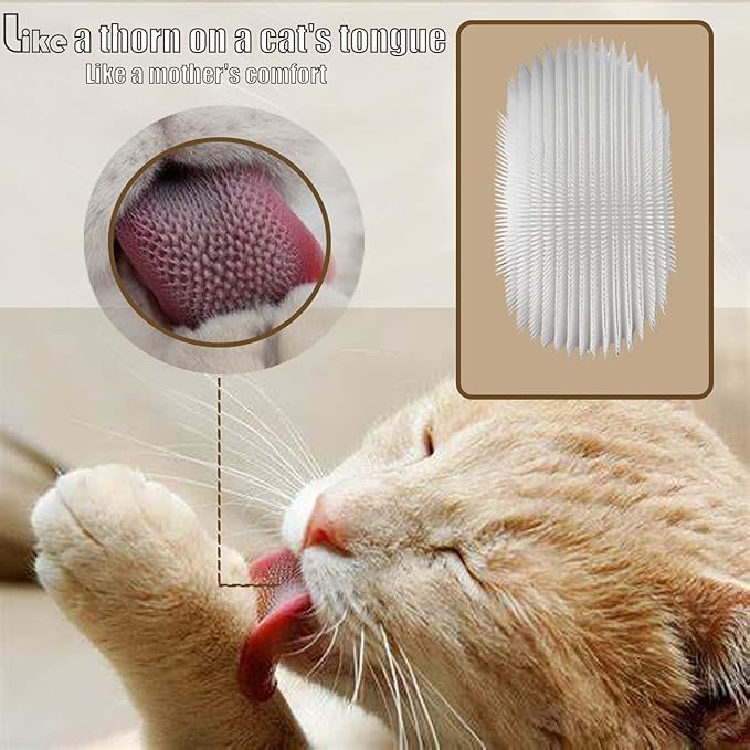 SoarExcelleryy Soft Fur Cat Brush - Over 1000 gentle cat tongue brushes with prickly serrations, suitable for sensitive cats - comfortable, lightweight, gentle, perfect for enhancing intimacy (beige)