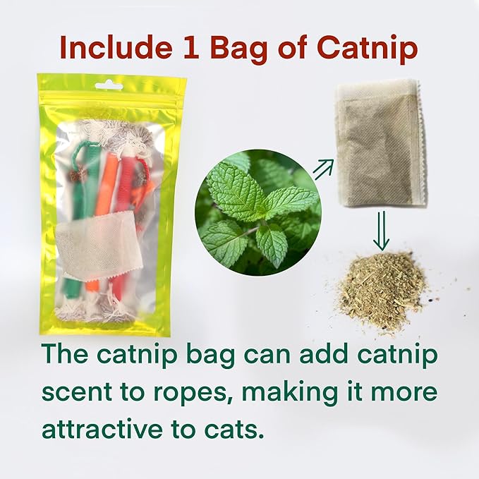 Kitten Toys, Cat Chew Toy for Indoor Cats, Catnip Toys for Teeth Cleaning, Interactive Cat Nip Teething Rope Toys for Cats Kitty, 3 Pack (Include 1 Pack of Catnip)
