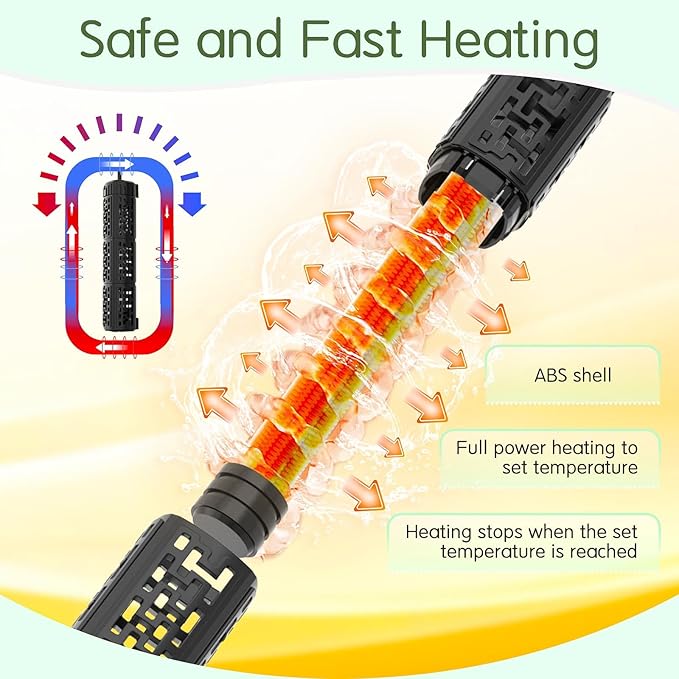 AQQA Fish Tank Heater,Aquarium Heater 50W 150W 250W 400W 500W 800W for 3-220 Gal,Set Temperature 59℉-93℉ Temperature Accuracy,Out of Water or High Temperature Automatic Power Off (250W to 30-50 gal)
