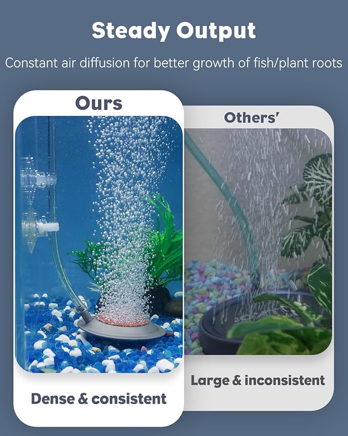 Pawfly Fish Tank Air Stone for Aquariums Fish Tanks & Buckets with Suction Cups, Aquarium Air Stone Bubbler Diffuser, 2.7 Inch, Pump and Tubing Not Included