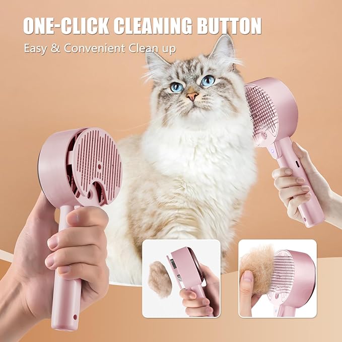Cloud Care Cat Brush for Indoor Cat Steam Brush for Shedding Spritz Defur Comb for Cats Dogs Steam Brushes for Long Short Hair Cats Dogs Pet Steam Brushes for Massage Grooming Self-Cleaning