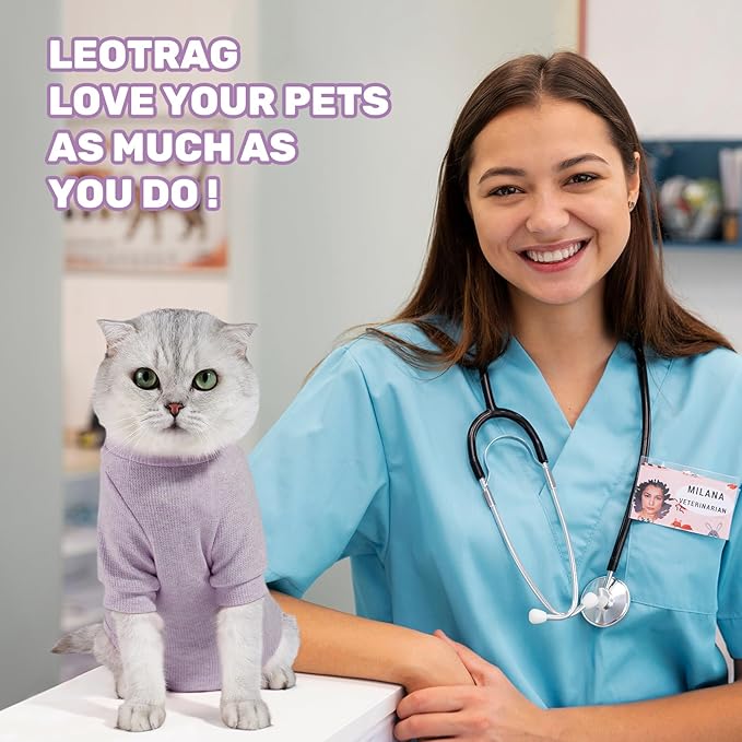 Breathable Cat Recovery Suit for Female/Male, Anti-Licking Kitten Onesie - Cat Surgery Pajamas with Sleeve After Spay, Prevent Shedding, Abdominal Wounds, Skin Diseases or E-Collar Alternative