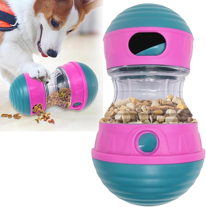 Interactive Dog Toys to Keep Them Busy, Puppy Puzzle Adjustable Food Dispenser Slow Feeder, Enrichment Treat Dispensing Toy Ball for Large/Medium/Small Breed Dogs Pet Gift, Purple