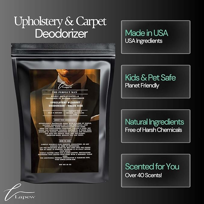 The Perfect Man Carpet Freshener Powder Refill 36 oz | Powerful Odor Eliminator for Home | Upholstery Deodorizer | Carpet Deodorizer | Pet Urine | Cat Litter Box