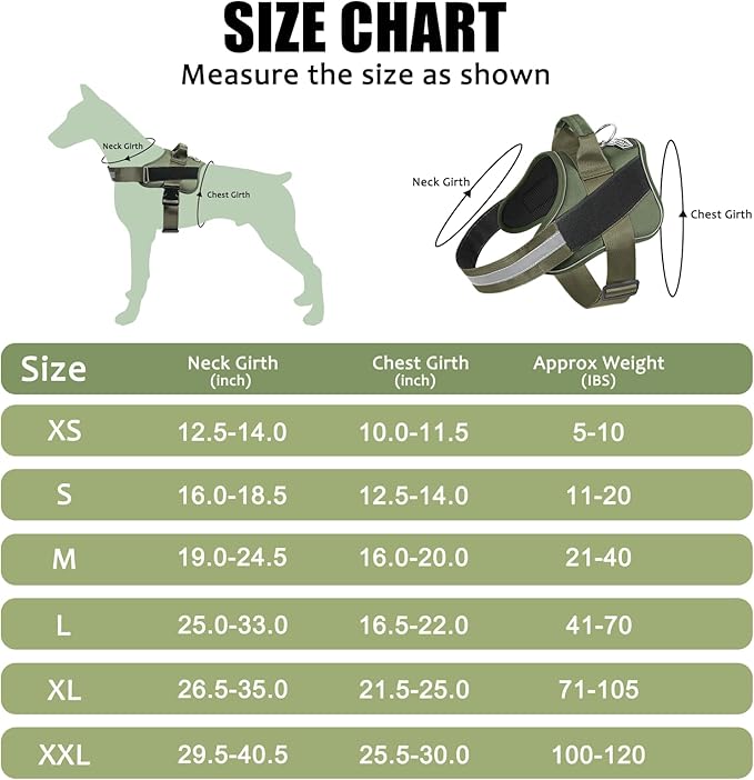 Bolux Dog Harness, No-Pull Reflective Dog Vest, Breathable Adjustable Pet Harness with Handle for Outdoor Walking - No More Pulling, Tugging or Choking (Dark Green, M)