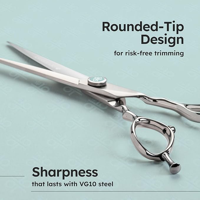 7" Dog Grooming Scissors – Sawtooth Blade, VG10 Stainless Steel for Sharpness, Durability, and Edge Retention, Perfect for Grooming Maltese, Yorkie, Schnauzer