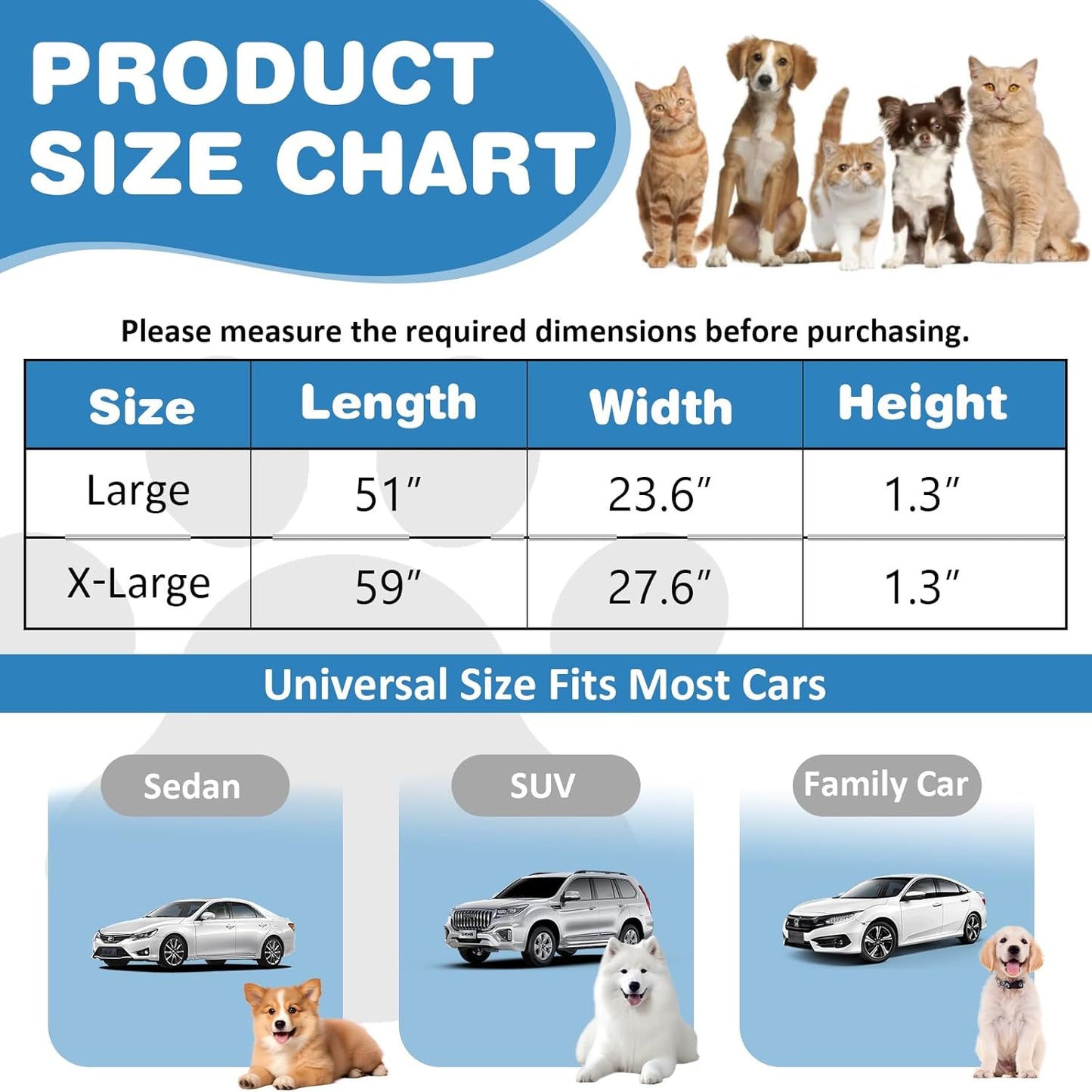 VClife Dog Car Seat Cover for Backseat Extender, Anti Slip Dog Bed Mat Travel Blanket, Pet Friendly Backseat Cover for Cars, SUVs, Small Trucks, Back Seat Extender Protector (Sage Green, 59"×27.6")