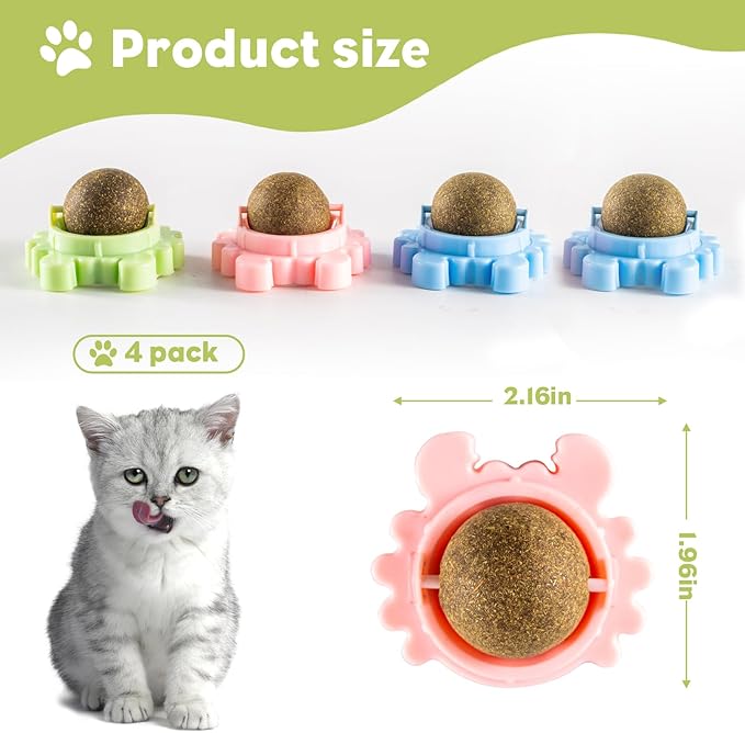 Catnip Balls Catnip Ball Toys Including 4 Pieces Suitable for All Breeds of Cats Relieve Anxiety