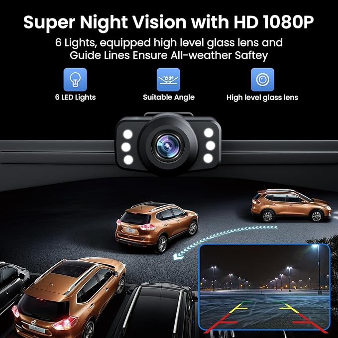 5'' HD 1080P Backup Camera, Backup Camera for Car, Reverse Rear Camera with Night Version 130° Wide Angle, Waterproof, Strong Signal for Car, Van, Truck, Trailer