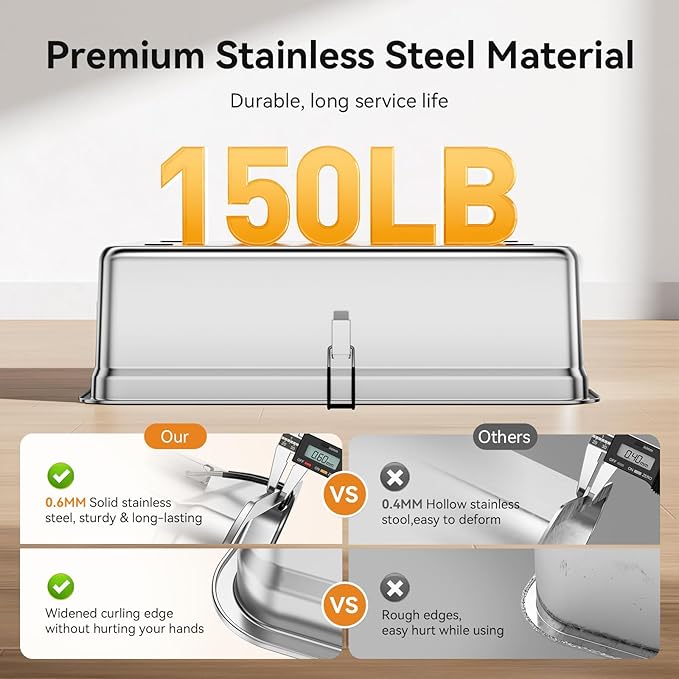 All-Metal 28" Extra Large Stainless Steel Cat Litter Boxes with Lid Metal Cat Litterbox Pan for Big Cats and Multiple Cats, Anti-Leakage, Easy Cleaning, Include Scoop