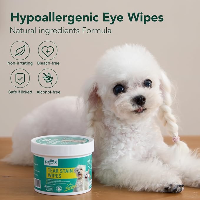 Dog Eye Wipes, Gentle Eye Wipes for Dogs & Cats, Pet Eye Cleaner Wash Removes Discharge, Crust, Debris, and Gunk (100, Blueberry)