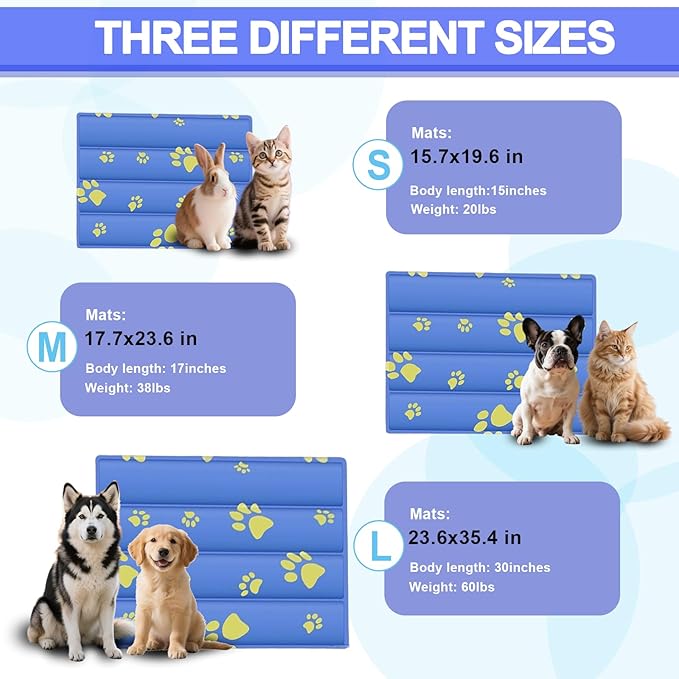 Dog Cooling Mat, Cooling Mat for Dogs & Cat, Provides Instant Relief for Small, Medium, Large Dogs, Washable, Non-Slip Design, Perfect for Hot Summer Days to Keep Pets Comfortable(Large 23.6''*35.4'')