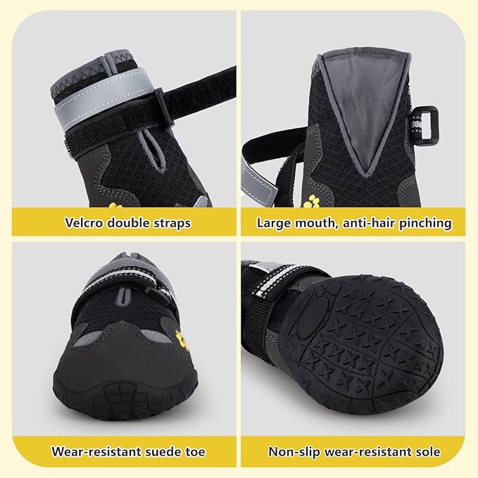 Dog Shoes for Large Medium Small Dog, Mesh Breathable Dog Shoes for Hot Pavement, Anti-Slip Dogs Boots Paw Protectors with Reflective for Outdoor Walking Indoor Hardfloors (Size 2)