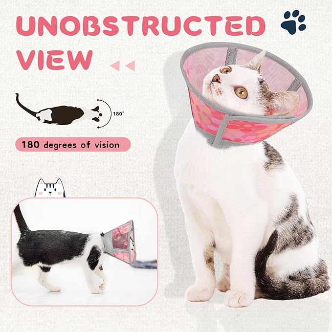 Supet Cat Cone Collar After Surgery, Soft Mesh Recovery Collar for Cats to Stop Licking and Scratching, Plastic Cone Alternative for Small Dogs, Medium, Large Cats