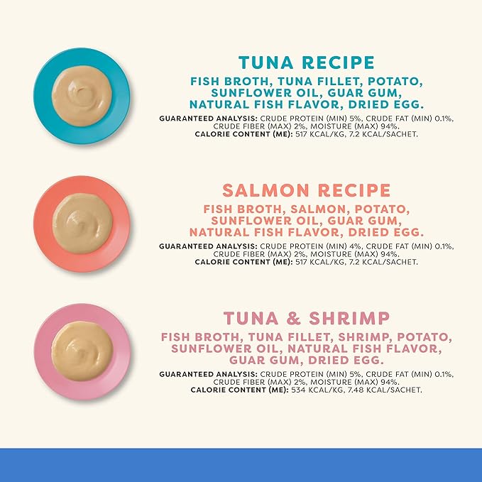 Applaws Lickable Cat Treats, Natural Grain-Free Purée, Limited Ingredient, Fish Squeeze Up Cat Treats (24 x 0.25 oz Sachets)