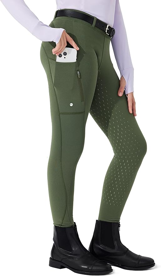 Willit Girls Fleece Horse Riding Pants Equestrian Breeches Kids Winter Riding Tights Thermal Schooling Tights