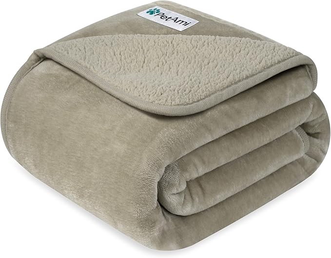 PetAmi Waterproof Dog & Cat Blanket, Pee Proof for Couch, Reversible, Soft Fleece, Washable, 29x40 Taupe