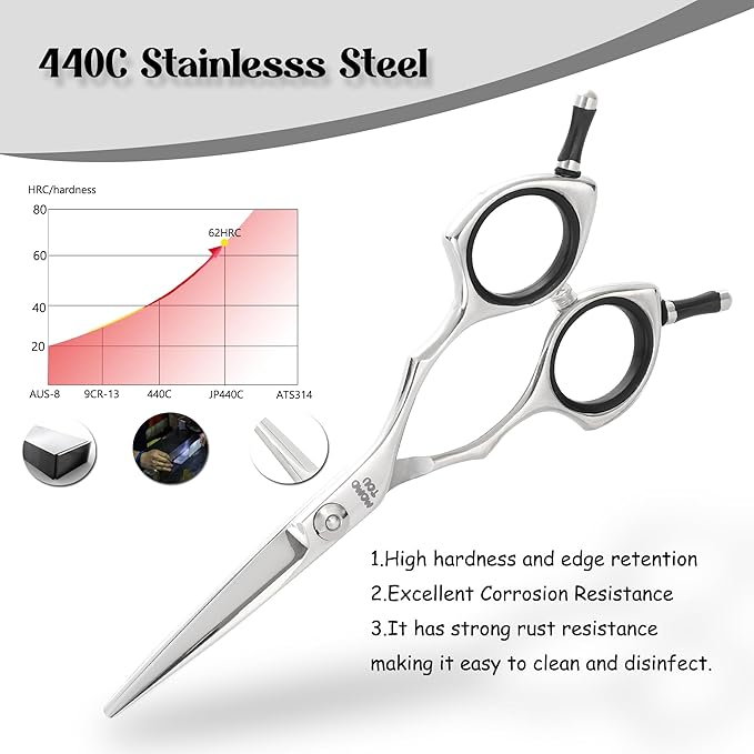 Dog Grooming Scissors 5 inch Small Straight Scissors Super Light Professional 440C Stainless Steel Pet Shears for Trimming Face and Paws Nose Ear Easy Use.