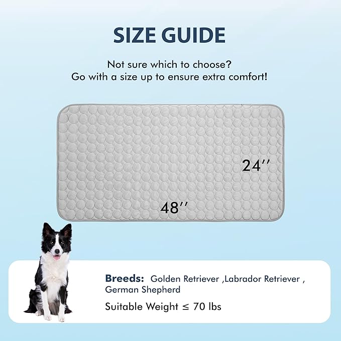 MICROCOSMOS Summer Cooling Mat & Sleeping Pad- Water Absorption Top, Materials Safe, Easy Carry, EZ Clean. Keep Cooling for Pets, Kids and Adults.(Grey, 48" x24")