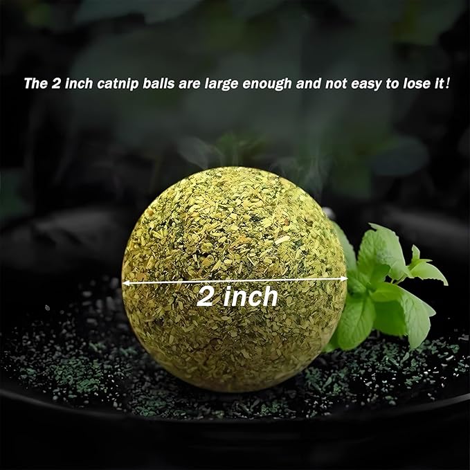 happylain 2 inches Diameter Catnip Ball - Catnip Balls for Cats, Interactive Cat Toy for Indoor Cats, Cat Nip Licking Balls
