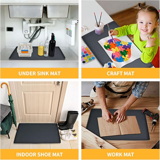 Dog Food Mat,Silicone Waterproof Food Tray,Non Slip Pet Bowl Mats Placemat,1" Raised Edge,Suitable for Most Small and Medium Sized Pets,32" x 24"