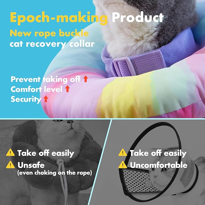 EWES Cat Cone Collar Soft S Size,Alternative Neck Cones to Stop Licking,Comfy Elizabethan Collars After Surgery Neuter,Donut Collar for Pet Cat Dog Kitten e Collar Recovery Shame