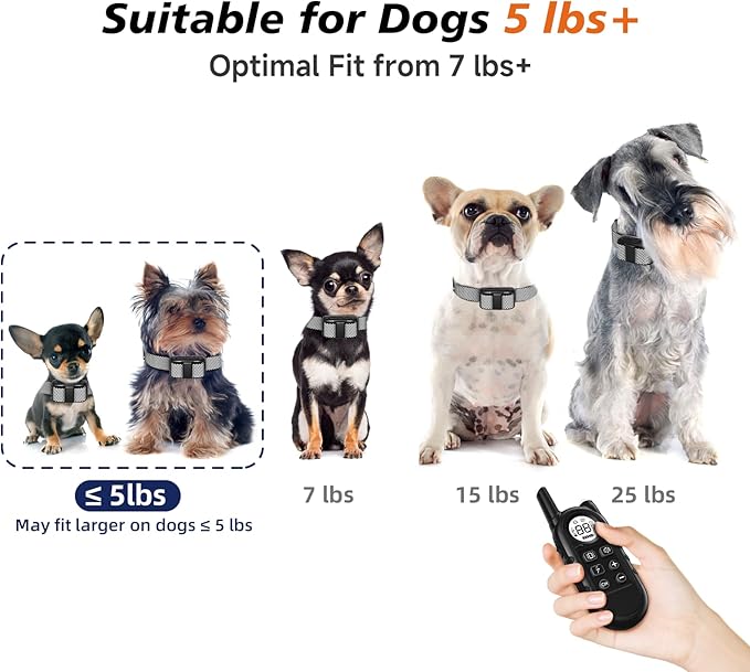Tiniest Dog Shock Collar, Lightest Dog Training Collar with Remote for Small Dogs 5-15lbs & Medium Large Dogs/Puppies, Waterproof, Rechargeable, 1300ft Range (White Black Dot&Ultra Tiny)