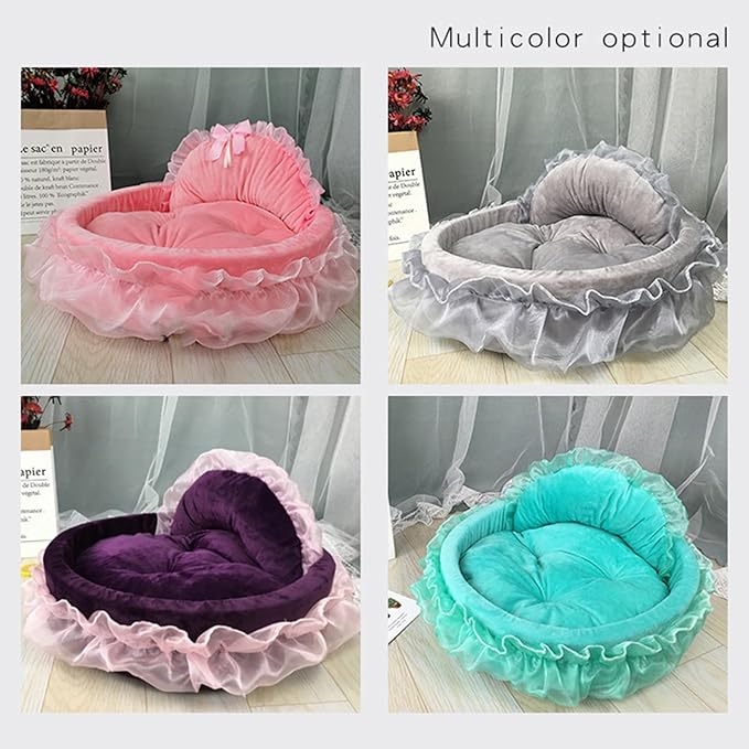 Creative Princess Lace Pet Bed Ruffled Nest for Dogs and Cats Soft Plush Comfortable Princess Sofa Pet Bed