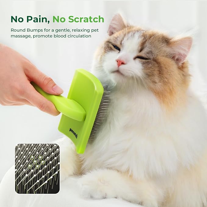 Pecute Slicker Brush for Dogs Cats with Air-Cushion and Soft Pins, Dog Brush for Shedding Massaging Grooming, Lightweight Cat Brush with Pet Comb, Gently Removes Loose Fur Undercoat