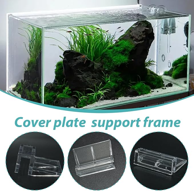 15 Pcs Rimless Aquarium Lid Clips for 7-8mm Glass, Clear Acrylic Aquarium Cover Support Clamps for Fish Tank Lid Holder, Plastic Tank Top Clips for Glass Canopy or Piscine Hoods and Covers