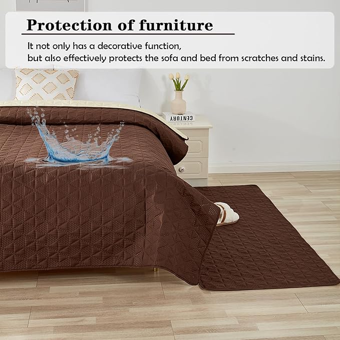 Waterproof Dog Bed Cover Pet Blanket, Soft Pet Couch Covers for Sofa Washable, Bed Couch Sofa Furniture Protector for Puppy Cat Kids (Brown,75 * 180 CM)