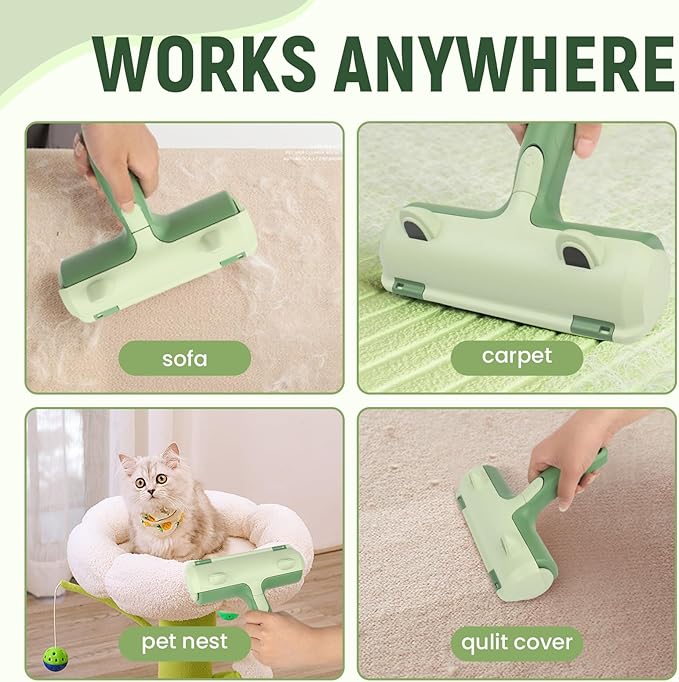 Roller Pet Hair Remover - Cat and Dog Hair Remover for Furniture, Couch, Carpet, Clothing and Bedding - Portable, Multi-Surface Fur Removal Tool