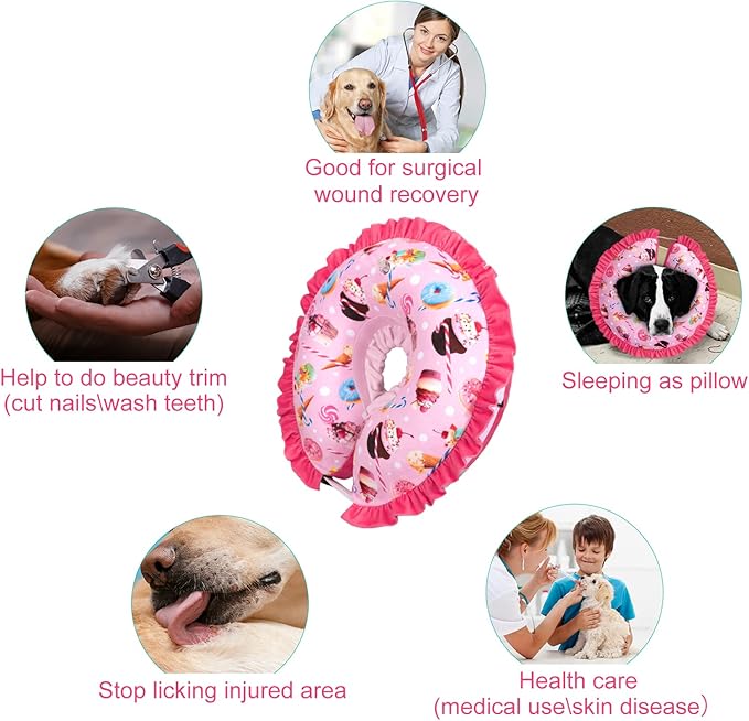 CuteBone Inflatable Dog Collar Alternative for Large Dogs After Surgery-Double Adjustable Neck Range P23SO00102L