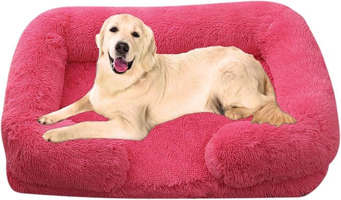 Dog Beds Large Sized Dog Orthopedic, Sofa Dog Bed with Waterproof Lining and Nonskid Bottom, Rectangle Washable Dog Bed for Medium Small Dogs and Cats Comfortable (Color : Red, Size : 43 x 27)