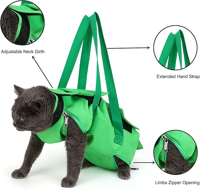 HDKUW Cat Grooming Bag,Foldable Travel Carrier for Cats,Anti-Bite Anti-Scratch Cat Grooming Restraint Bag,Pet Carrier for Administering Eye Drops,Ear Cleaner,Clipping Nails Blue L