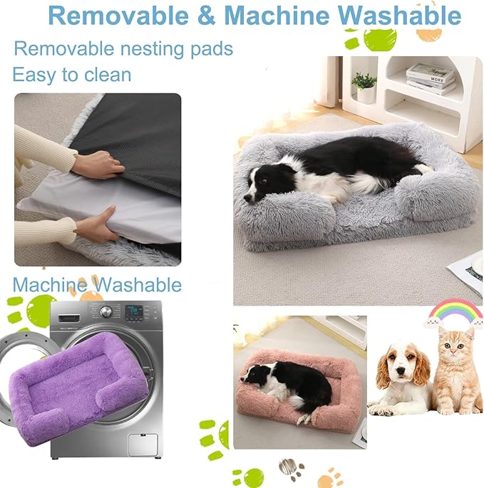 Dog Beds Large Sized dog Orthopedic, Sofa Dog Bed with Waterproof Lining and Nonskid Bottom, Rectangle Washable Dog Bed for Medium Small Dogs and Cats Comfortable ( Color : Purple , Size : 31 x 21" )