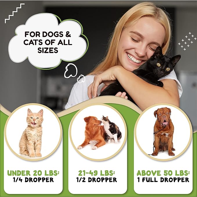 Hemp Oil for Dogs and Cats - Helps with Anxiety, Pain, Stress, Sleep, Arthritis, Seizures Relief - Hip and Joint Support - Calming Drops Treats
